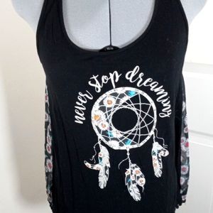 Freeze (Never Stop Dreaming) Women's Sz L Dream catcher Tank W/ Sunflowers